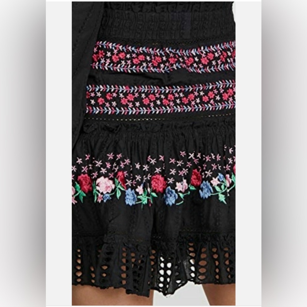 MISA Los Angeles Manuela Embroidered Mini Dress - size small - black/pink/blue - Picture 10 of 13